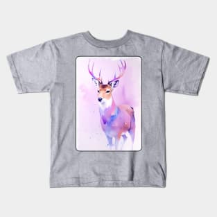 Deer Watercolor Portrait 3 Kids T-Shirt